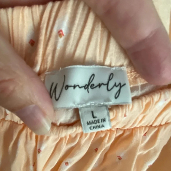 Wonderly Peach Tiered Ruffle Sleeve Blouse Top Shirt Sz Large - Picture 4 of 7